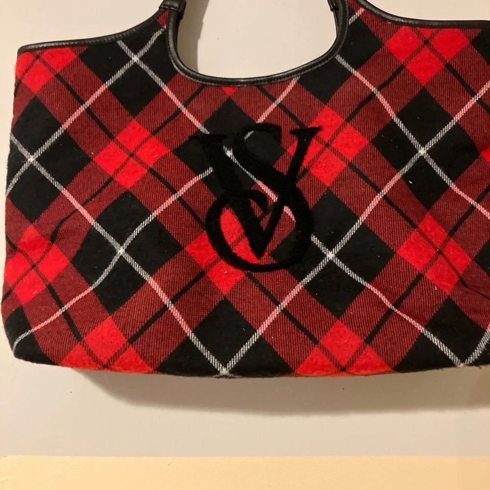 Victoria's Secret Red and Black Plaid Tote